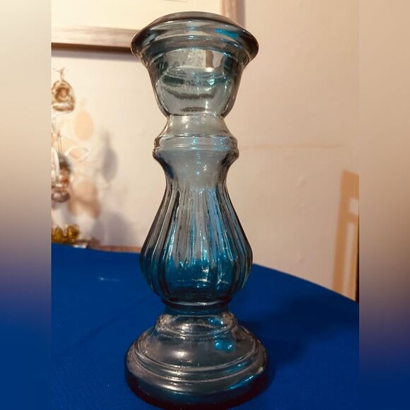 Recycled Glass Made in Spain Vintage Heavy thick vase Aqua Blue - Picture 2 of 7